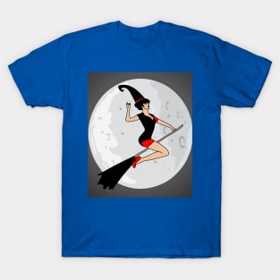 Flying Witch On A Broomstick With A Hat T-Shirt